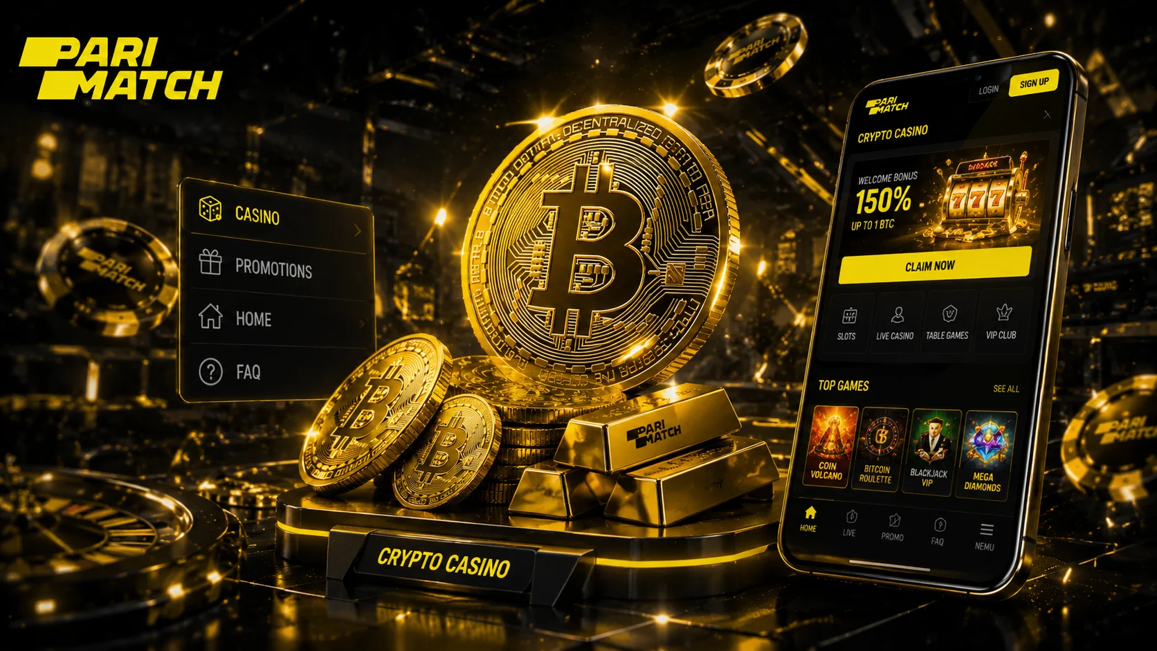 Пополнение счёта криптовалютой в Parimatch Casino