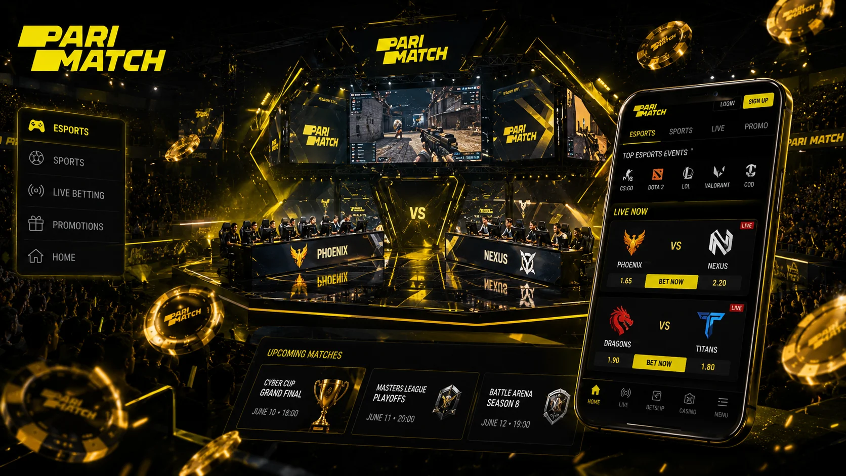Киберспортивная арена CS2 Major — ставки на Parimatch