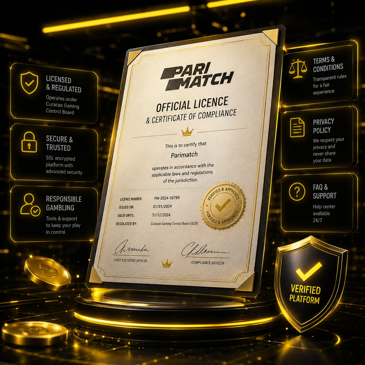 Легальность Parimatch Casino — действующая лицензия